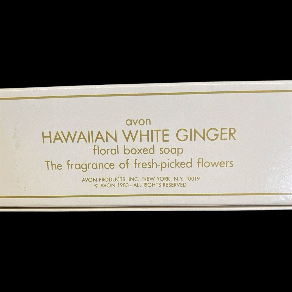 Vintage Avon Hawaiian White Ginger Guest Soap Box 4 Bars 1 Ounce Each NOS